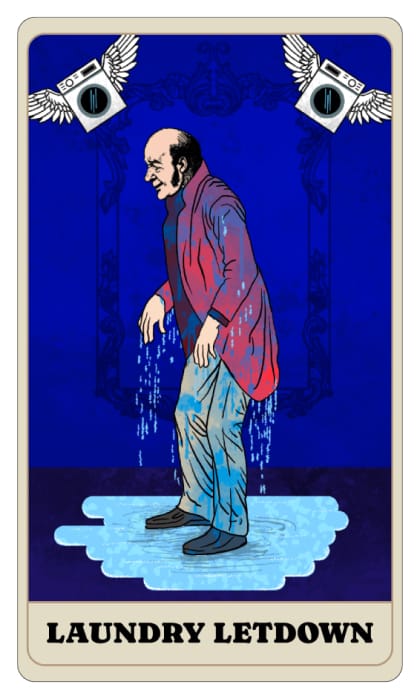 tarot card showing a flooded washing machine