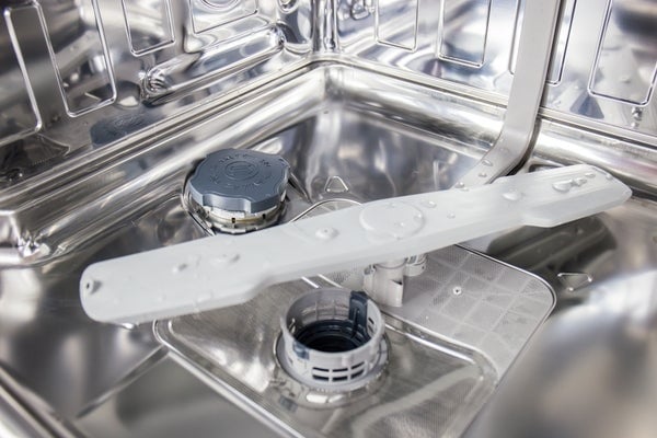 Inside a dishwasher