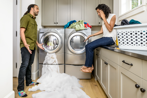 soap spilling out of washing machine