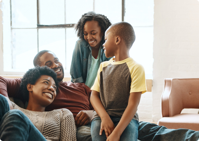 Young mother and father spending time with their kids