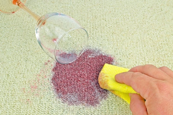 Wine stain on carpet