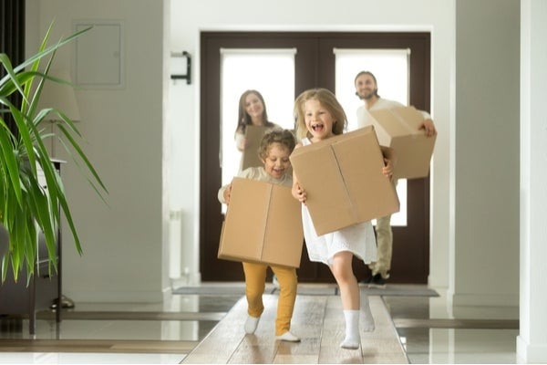 family with boxes