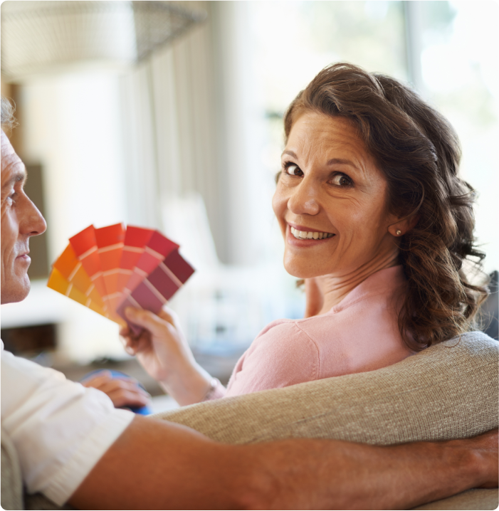 Couple on couch with paint colors