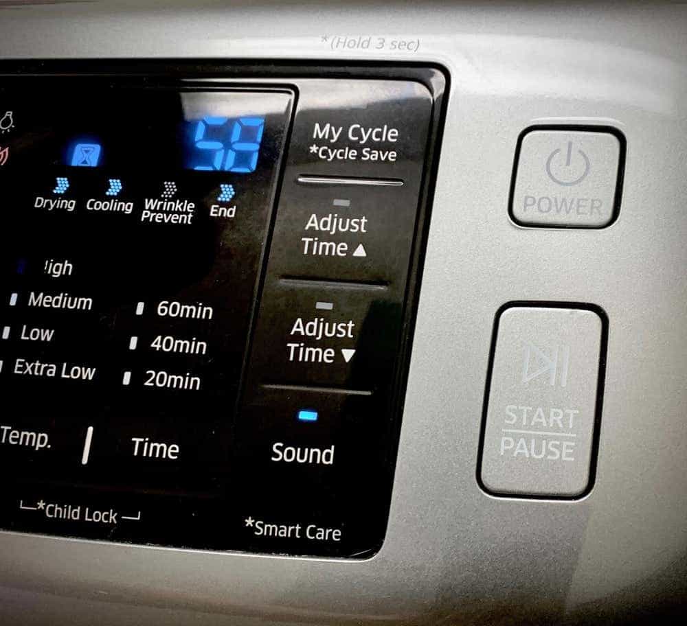 dryer control panel