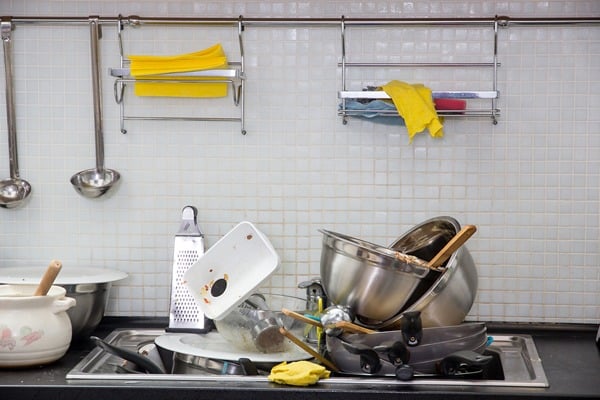 dirty dishes in the sink