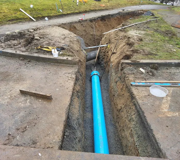 Exterior line undergoing maintenance