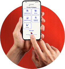 Graphic showing phone user requesting service