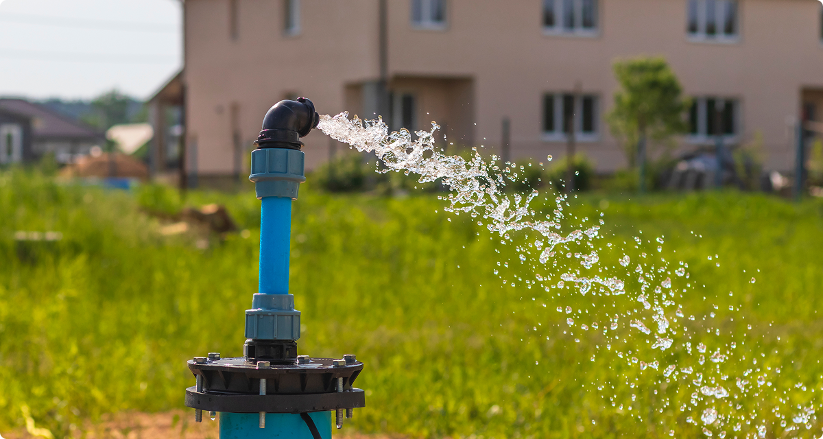Well pump in a yard